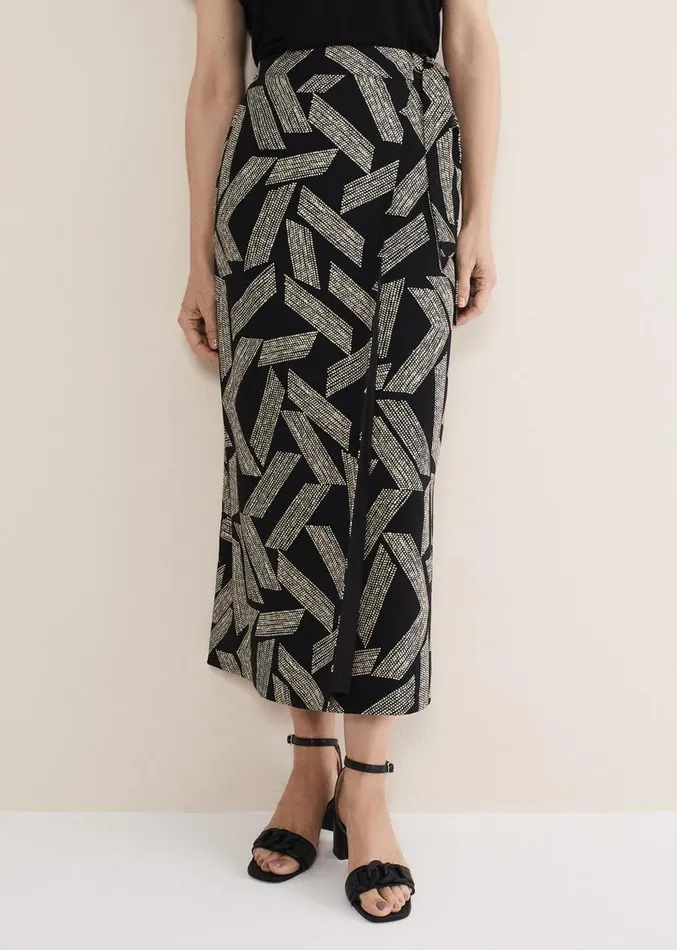 Hatty Diagonal Dot Wrap Skirt Blackivory Women Phase Eight Skirts