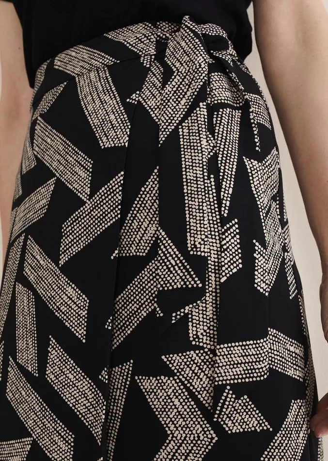 Hatty Diagonal Dot Wrap Skirt Blackivory Women Phase Eight Skirts