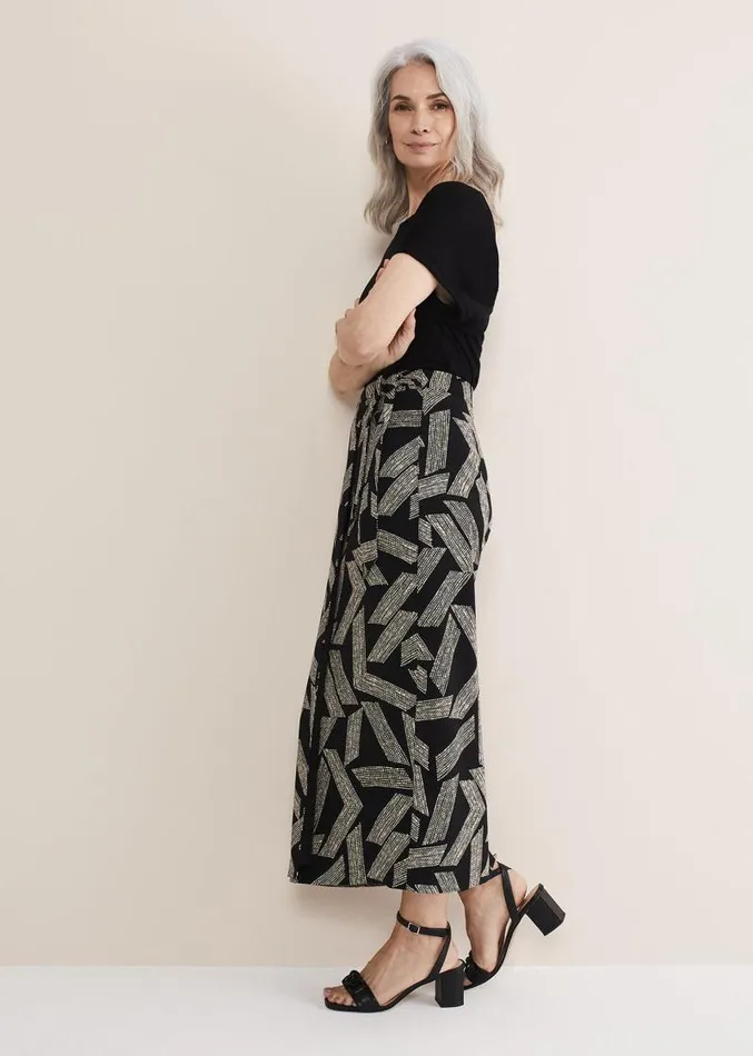 Hatty Diagonal Dot Wrap Skirt Blackivory Women Phase Eight Skirts