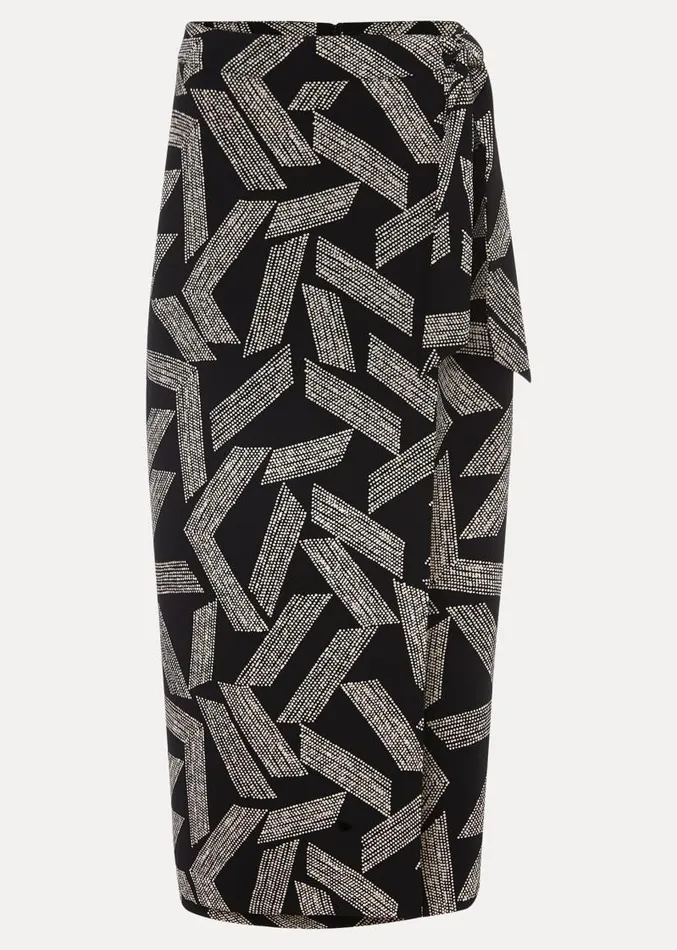 Hatty Diagonal Dot Wrap Skirt Blackivory Women Phase Eight Skirts