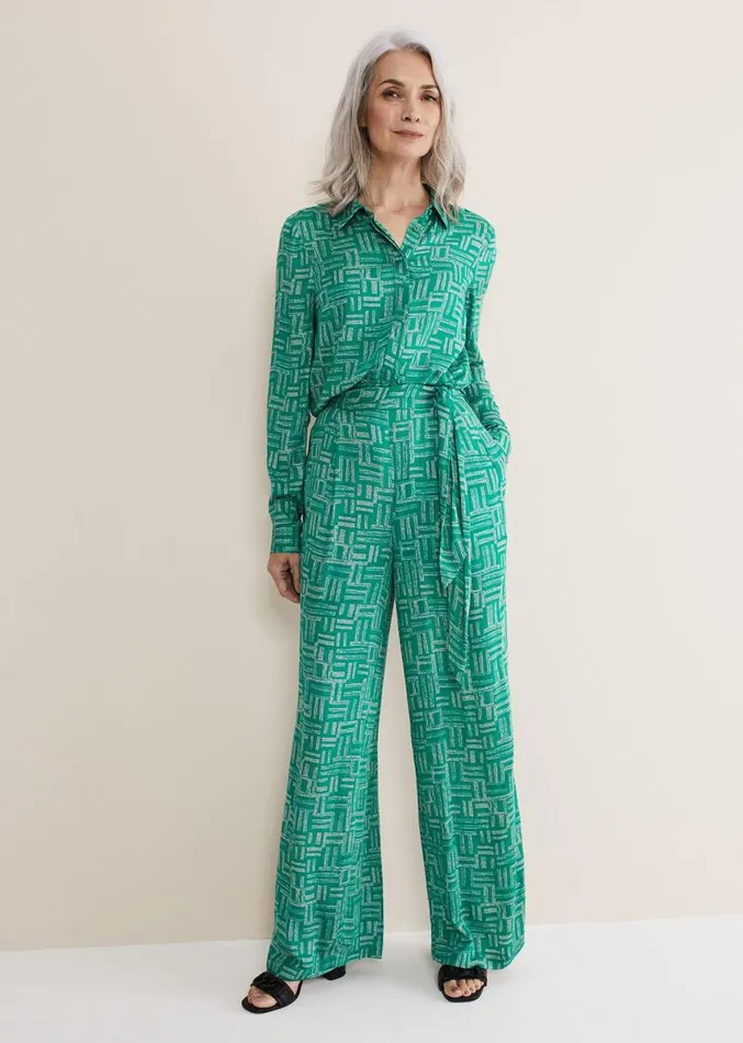 Hatty Wide Leg Trousers Greenstone Women Phase Eight Trousers