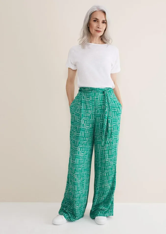 Hatty Wide Leg Trousers Greenstone Women Phase Eight Trousers