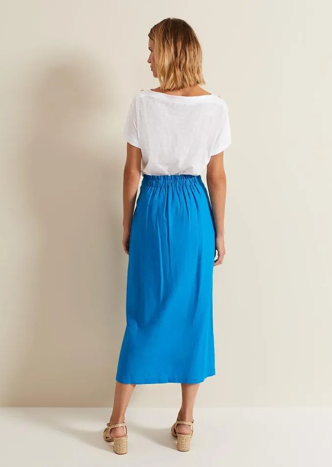 Hayden Linen Wrap Skirt Blue Women Phase Eight Skirts