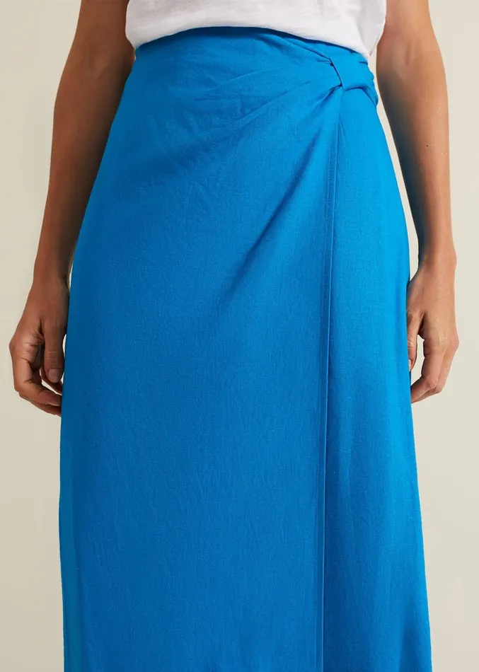 Hayden Linen Wrap Skirt Blue Women Phase Eight Skirts