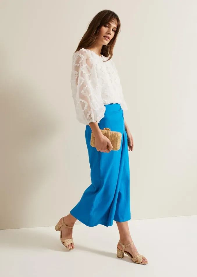 Hayden Linen Wrap Skirt Blue Women Phase Eight Skirts