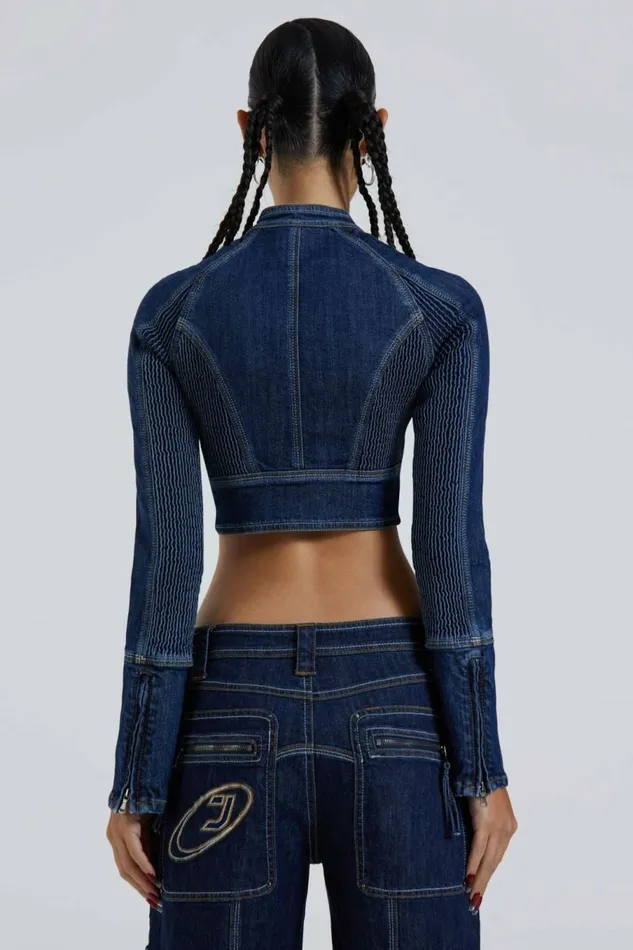 Hudson Indigo Denim Wash Corset Jacket Blue Women Jaded London Corsets