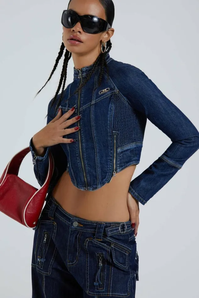Hudson Indigo Denim Wash Corset Jacket Blue Women Jaded London Corsets