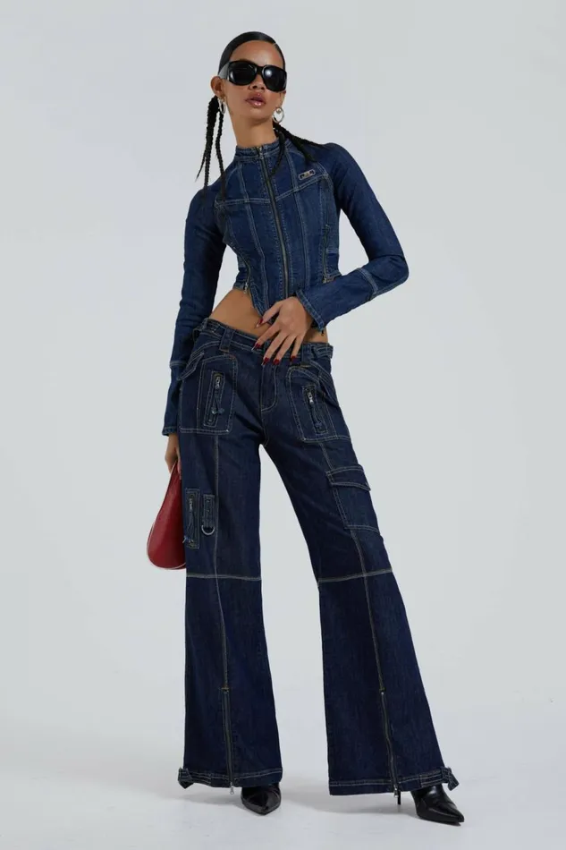 Hudson Indigo Denim Wash Corset Jacket Blue Women Jaded London Corsets