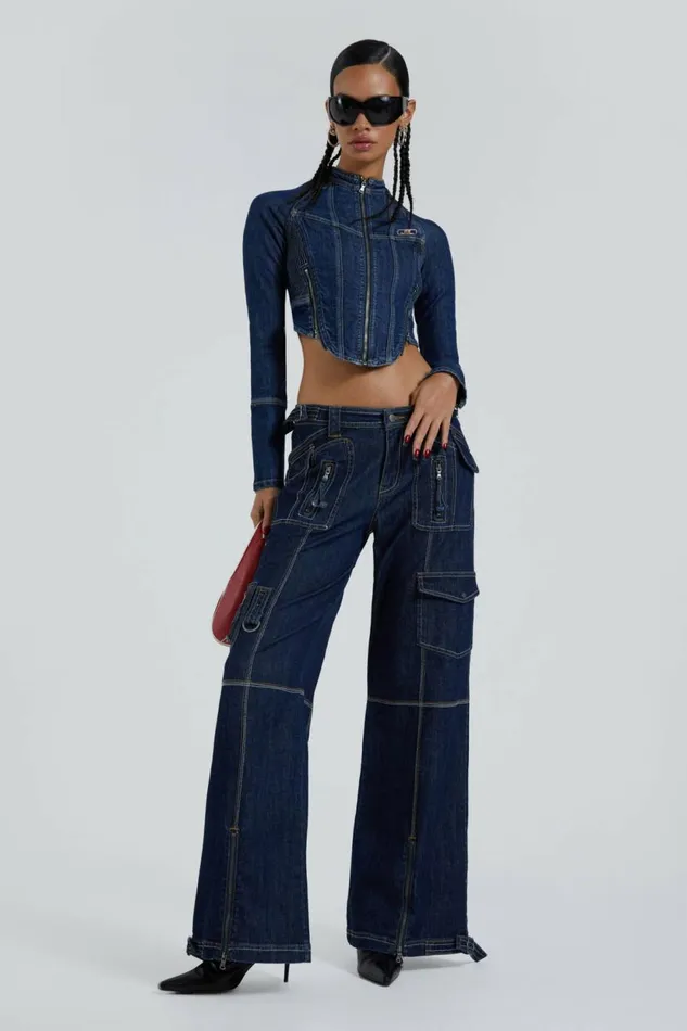 Hudson Indigo Denim Wash Corset Jacket Blue Women Jaded London Corsets
