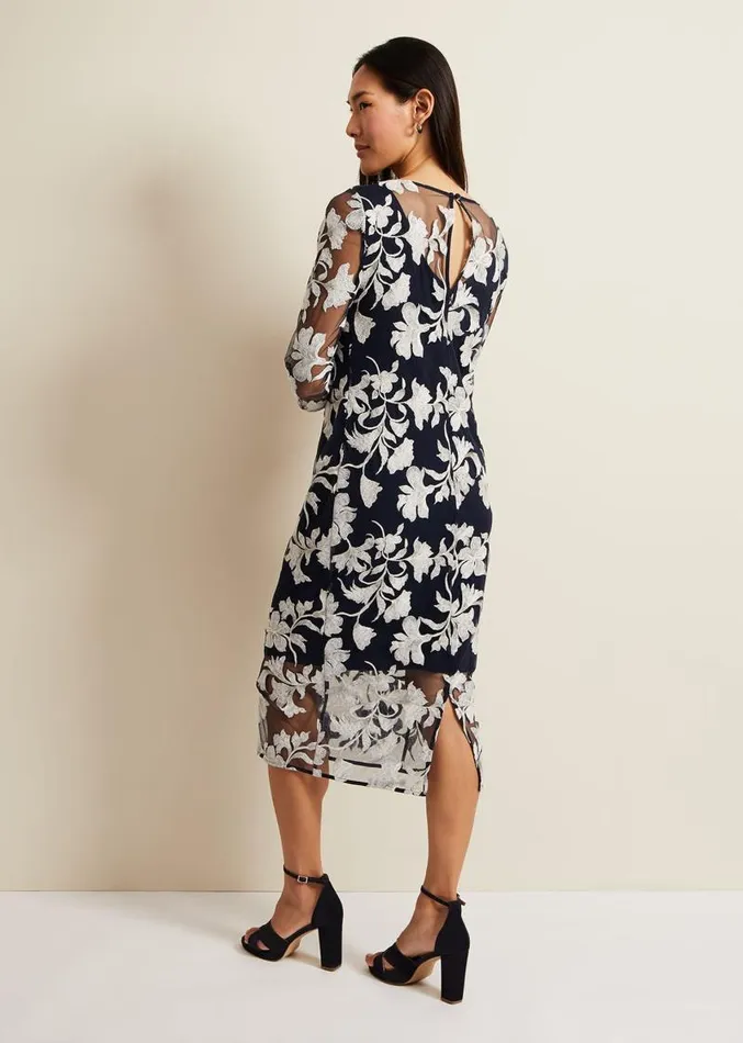 Irina Floral Mesh Midi Dress Multicoloured Women Phase Eight Dresses