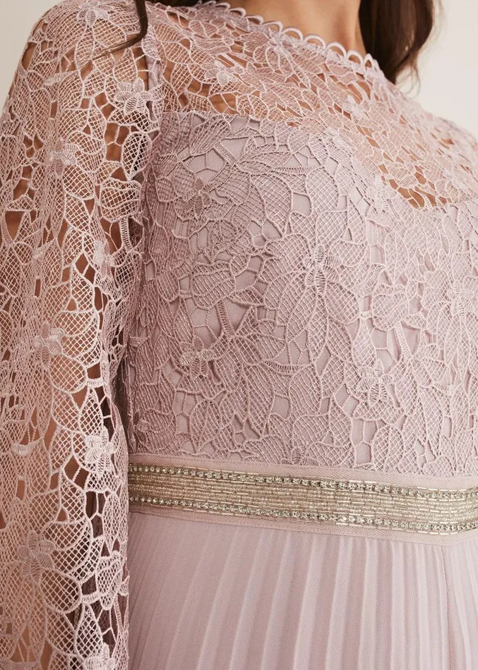 Isla Lace Wide Leg Jumpsuit Antique Rose Women Phase Eight Dresses