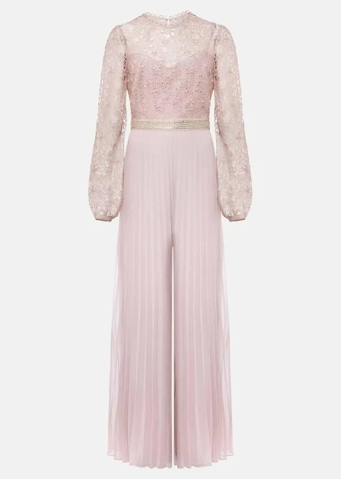 Isla Lace Wide Leg Jumpsuit Antique Rose Women Phase Eight Dresses