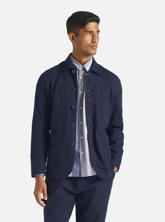 Jackets Men Universal Works Universal Works Bakers Jacket In Navy Brushed Moleskin