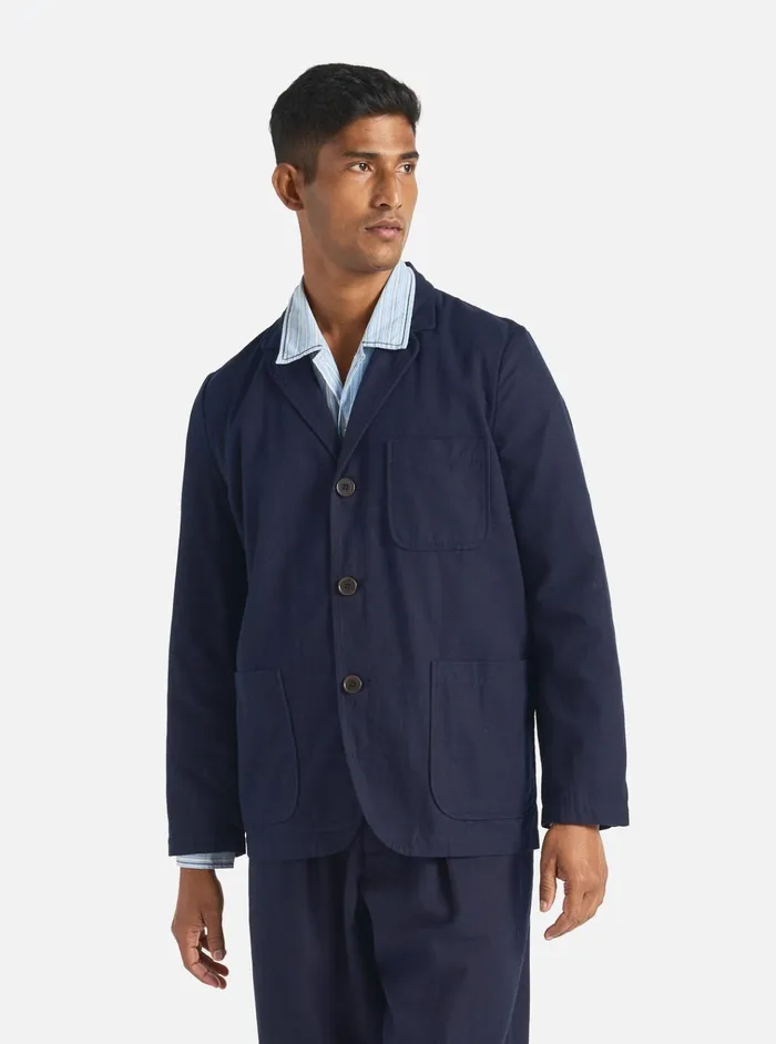 Jackets Men Universal Works Universal Works Three Button Jacket In Navy Brushed Moleskin