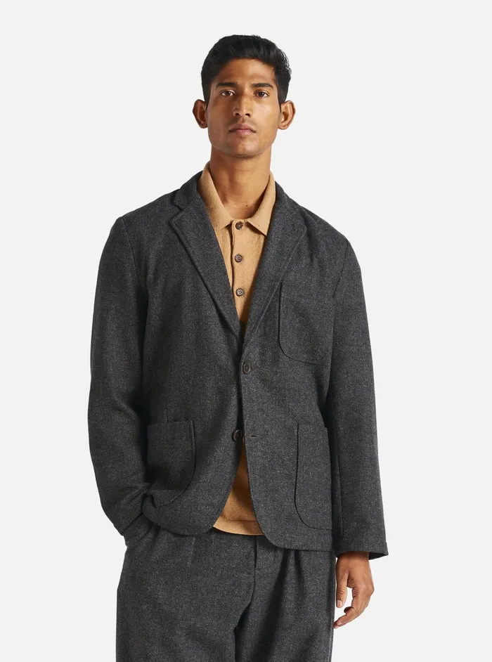 Jackets Men Universal Works Universal Works Two Button Jacket In Grey Anders Wool Upcycled