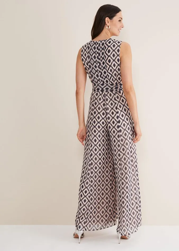 Janine Geo Wide Leg Jumpsuit Smokepowder Pink Women Phase Eight Dresses
