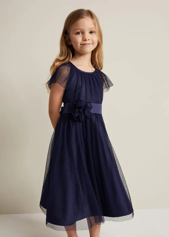 Jasmine Tulle Fit And Flare Dress Navy Women Phase Eight Dresses