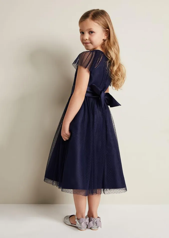 Jasmine Tulle Fit And Flare Dress Navy Women Phase Eight Dresses