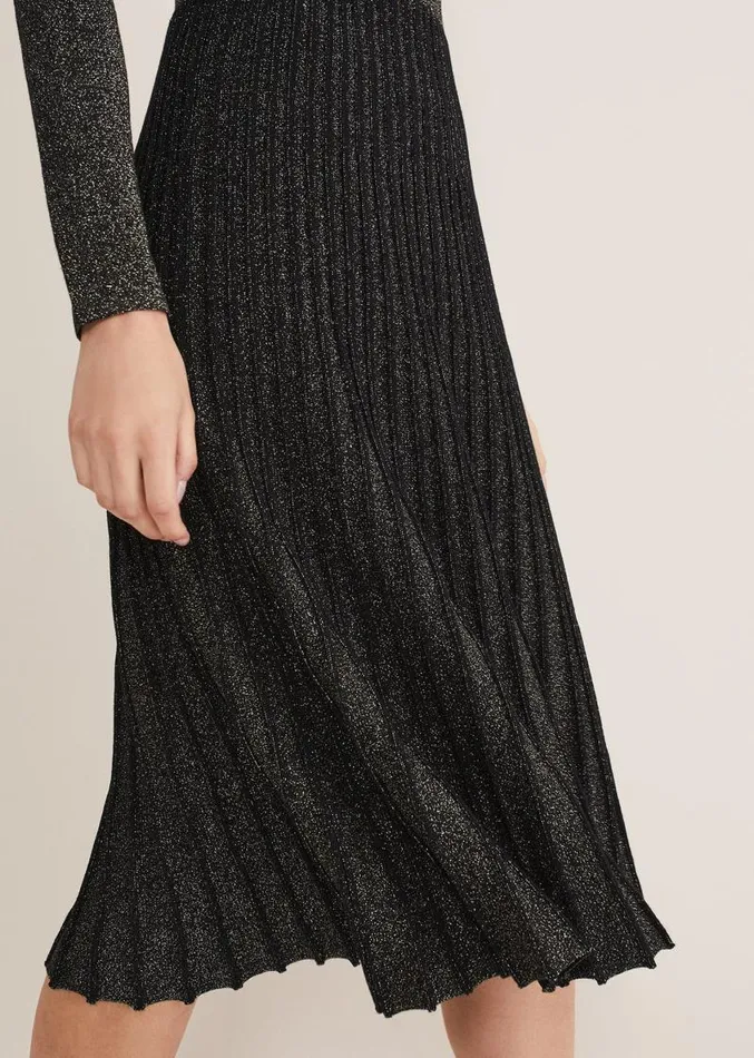 Jaycee Shimmer Knit Dress Blackgold Women Phase Eight Dresses