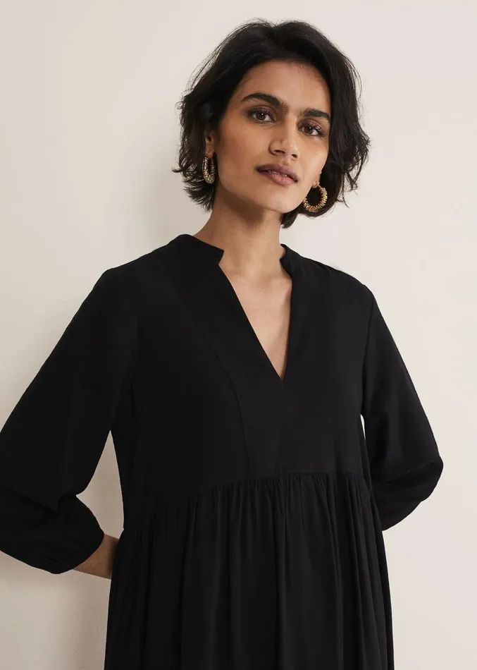 Jayde Midaxi Tiered Dress Black Women Phase Eight Dresses
