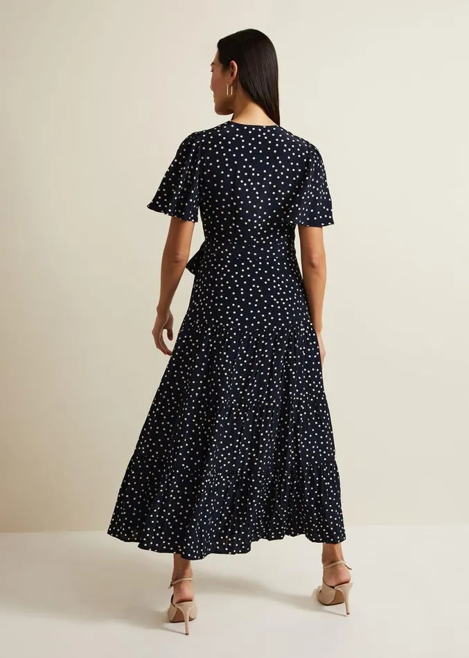 Jenna Black Spot Wrap Midaxi Dress Navyivory Women Phase Eight Dresses