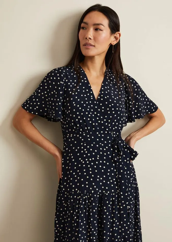 Jenna Black Spot Wrap Midaxi Dress Navyivory Women Phase Eight Dresses