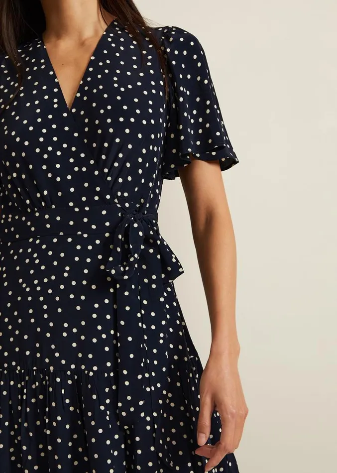 Jenna Black Spot Wrap Midaxi Dress Navyivory Women Phase Eight Dresses