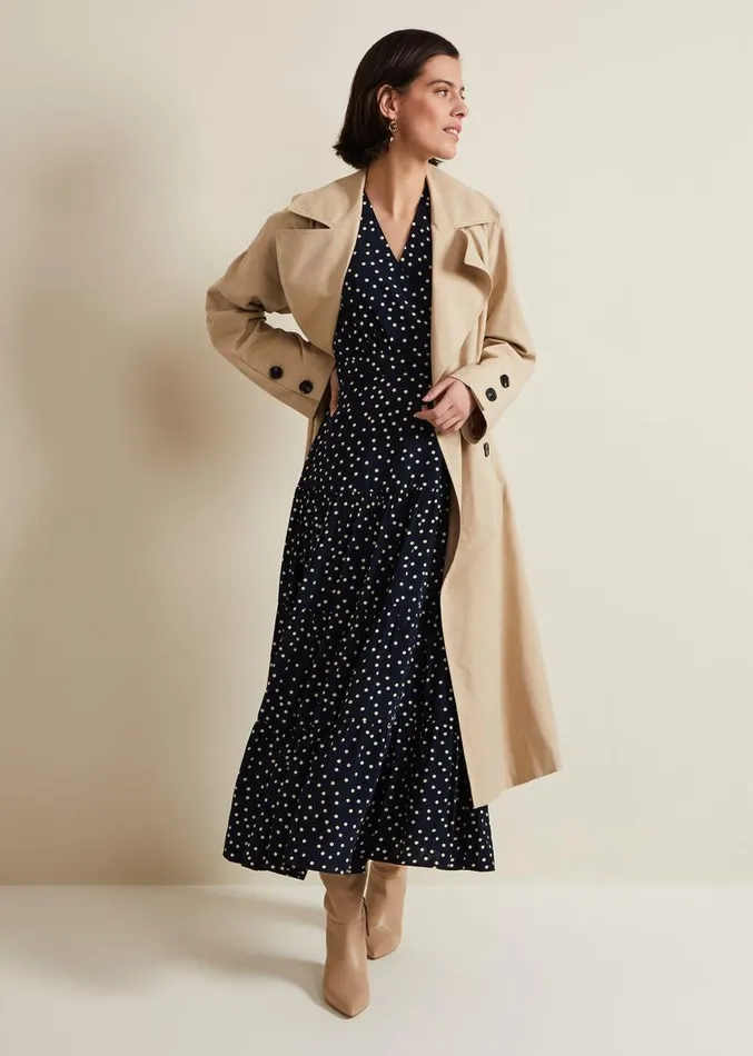 Jenna Black Spot Wrap Midaxi Dress Navyivory Women Phase Eight Dresses