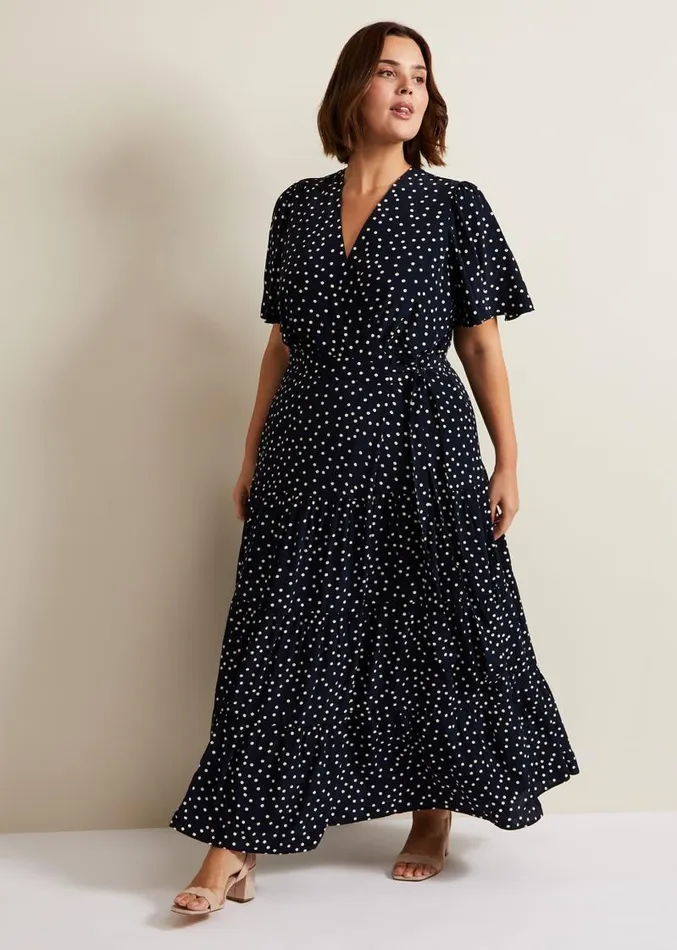 Jenna Black Spot Wrap Midaxi Dress Navyivory Women Phase Eight Dresses