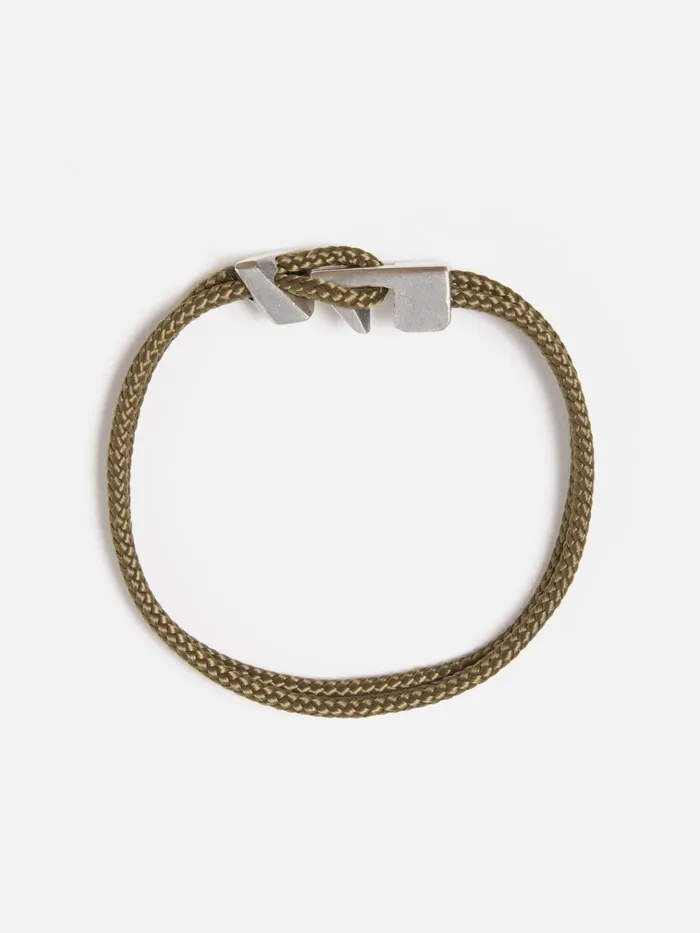Jewellery Men Universal Works Anchor and Crew Brixham Bracelet In Khaki Green Rope925 Silver