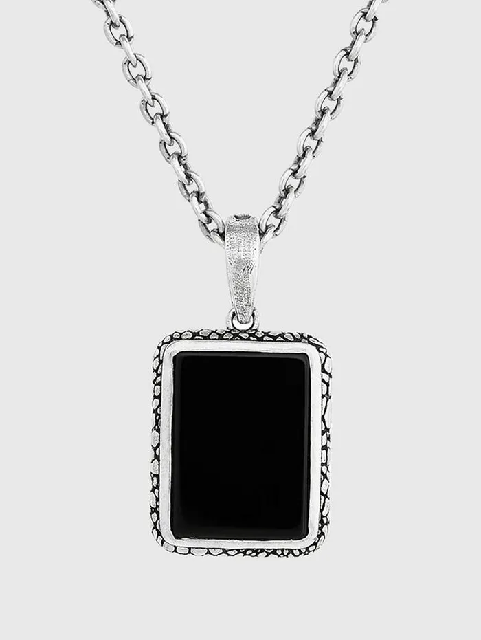 Jewelry Men John Varvatos SNAKESKIN PENDANT NECKLACE Black