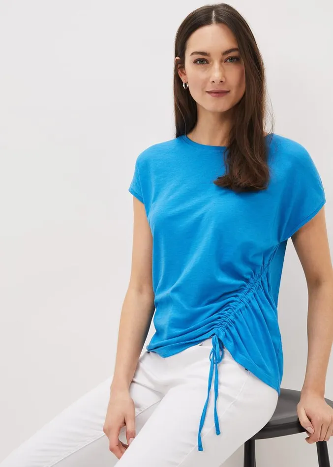 Jinny Drawstring Hem Top Bright Blue Women Phase Eight Tops and TShirts