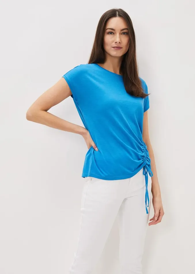 Jinny Drawstring Hem Top Bright Blue Women Phase Eight Tops and TShirts