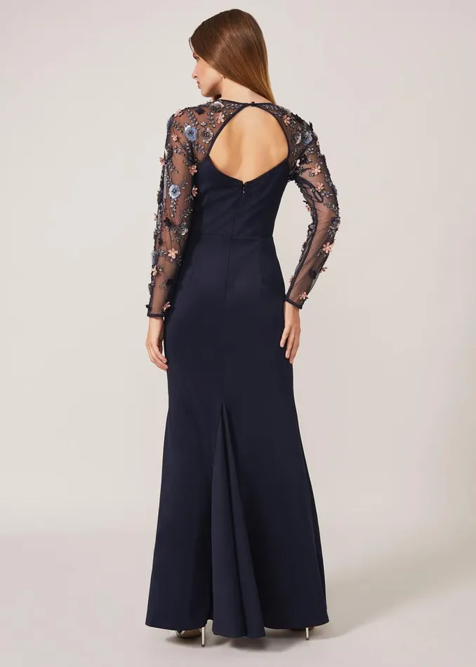 Jody Sequin Sleeve Maxi Dress Navy Women Phase Eight Dresses
