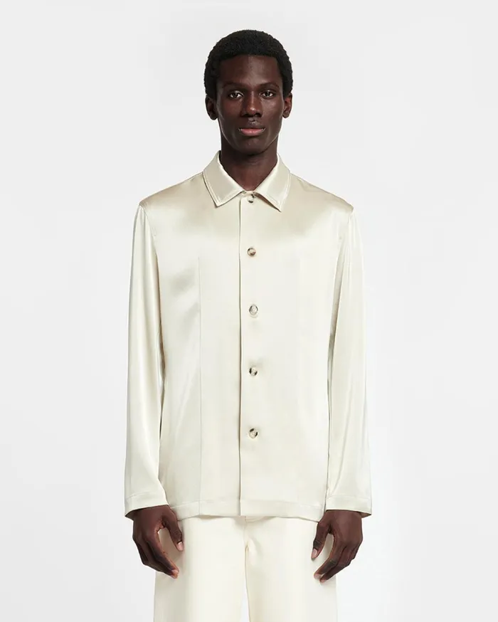 Jondar Slip Satin Shirt Porcelain Men Nanushka Tops