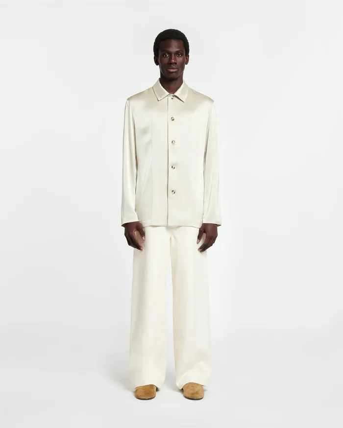Jondar Slip Satin Shirt Porcelain Men Nanushka Tops