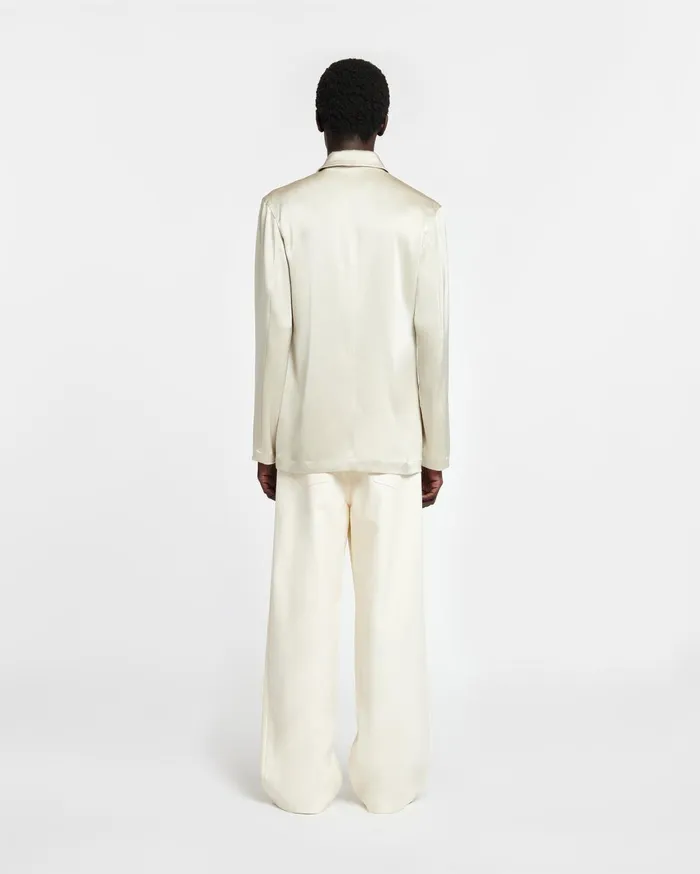 Jondar Slip Satin Shirt Porcelain Men Nanushka Tops