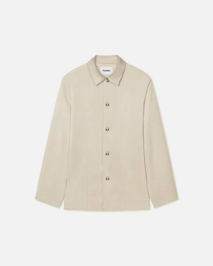 Jondar Slip Satin Shirt Porcelain Men Nanushka Tops
