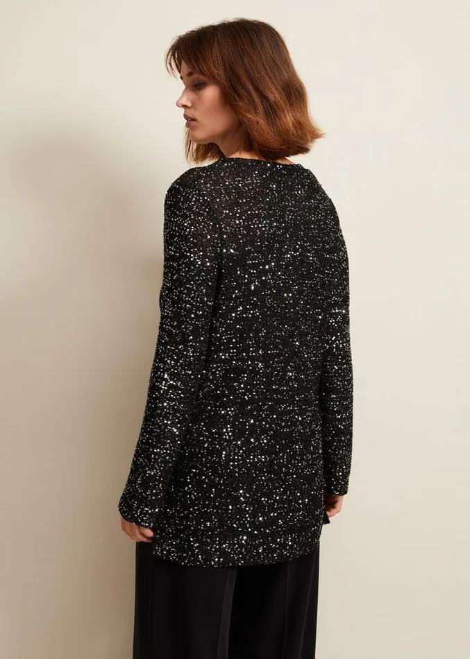 Juanna Sequin Knitted Top Black Women Phase Eight Knitwear
