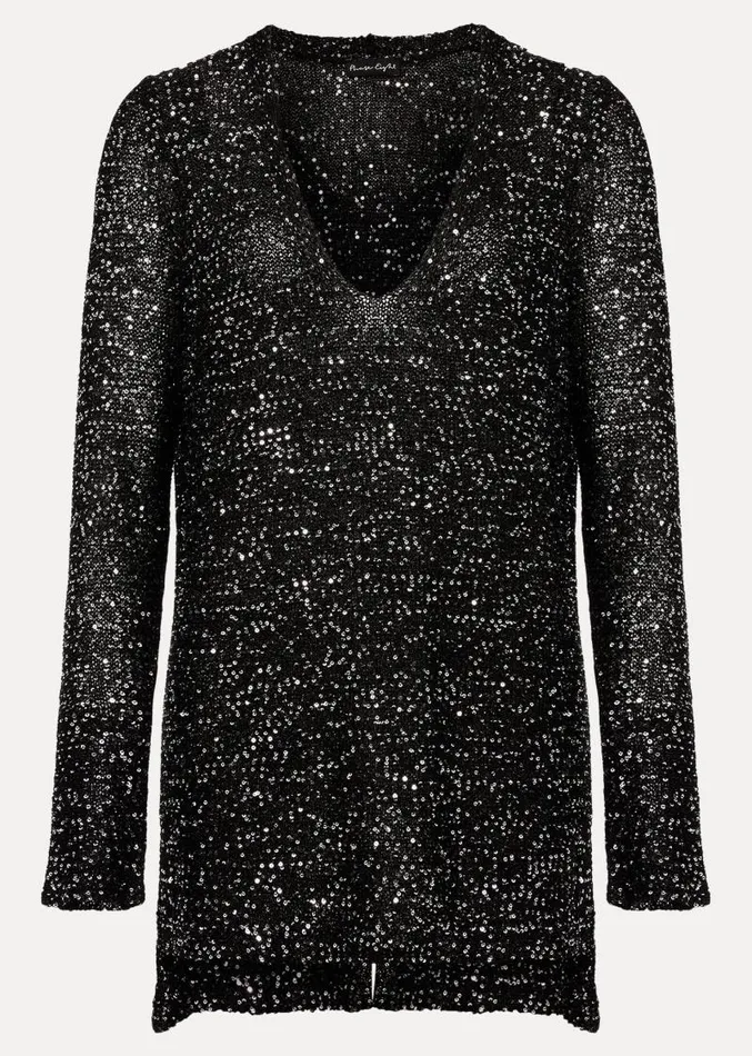 Juanna Sequin Knitted Top Black Women Phase Eight Knitwear