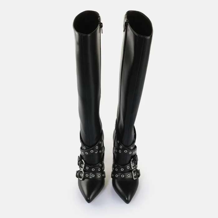 Juliet Belt Boot Black Buffalo Boots and AnkleBoots
