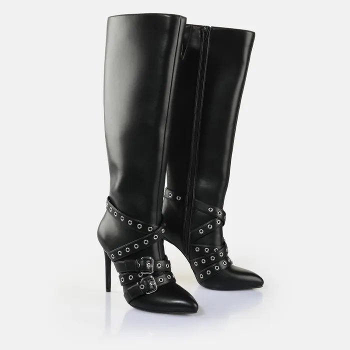 Juliet Belt Boot Black Buffalo Boots and AnkleBoots