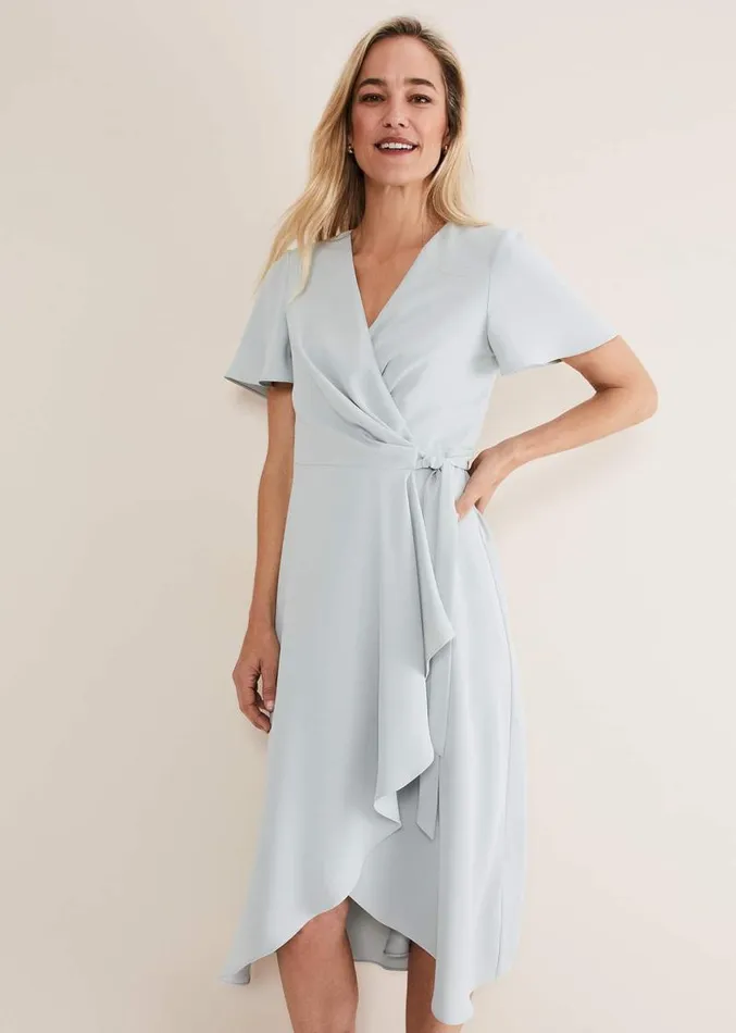 Julissa Ruffle Wrap Midi Dress Eau De Nil Women Phase Eight Dresses