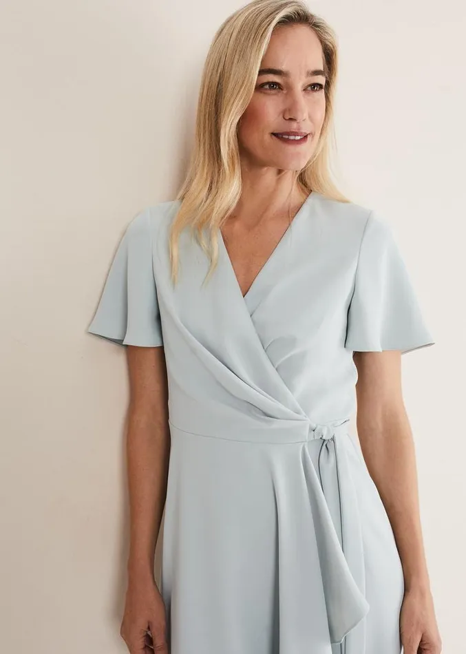 Julissa Ruffle Wrap Midi Dress Eau De Nil Women Phase Eight Dresses