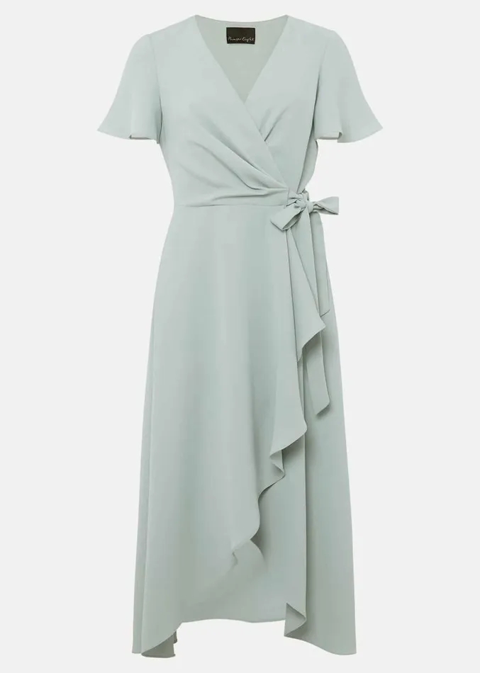 Julissa Ruffle Wrap Midi Dress Eau De Nil Women Phase Eight Dresses