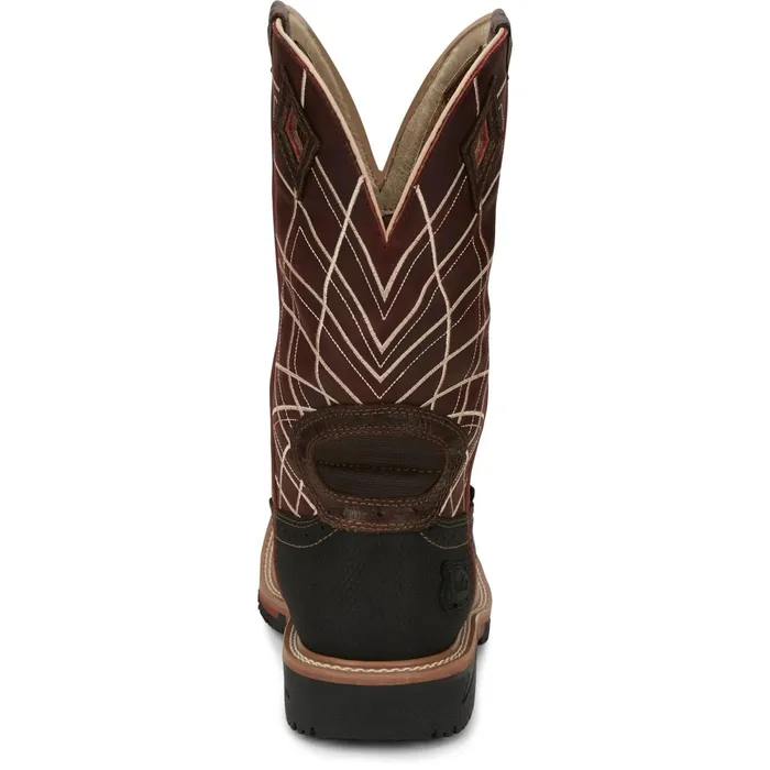 Justin Boots Derrickman 12034 Waterproof Work Boot Brown Ostrich Print brown Men Work