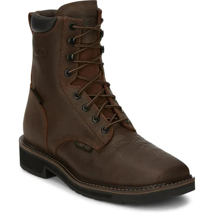 Justin Boots Driller 8034 Composite Toe Waterproof LaceUp Work Boot Aged Brown brown Men Work