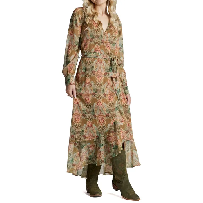 Justin Boots Justin Wrap Maxi Dress Tan Women Dresses and Skirts