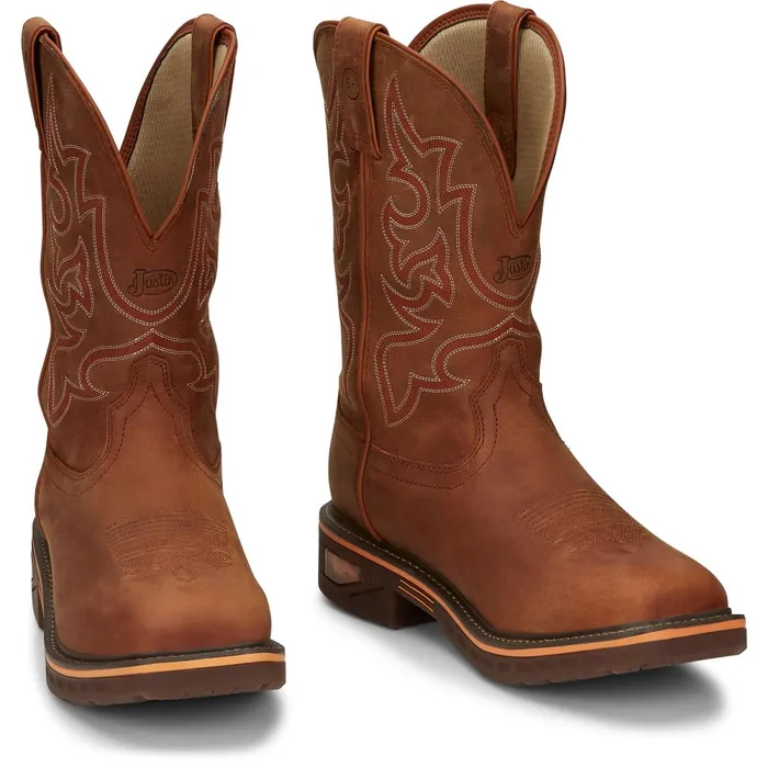 Justin Boots Resistor 11034 Waterproof Work Boot Russet brown Men Work