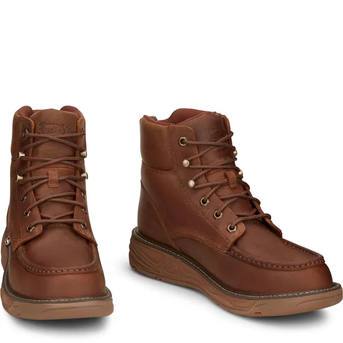 Justin Boots Rush 6034 LaceUp Waterproof Wedge Brown Men Work